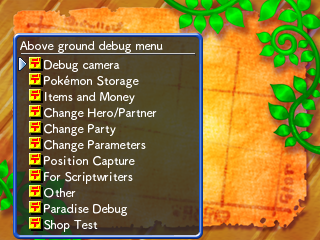 Ground debug menu
